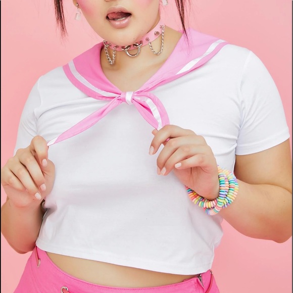 Dolls Kill Tops - Sugar thrillz sailor pink top